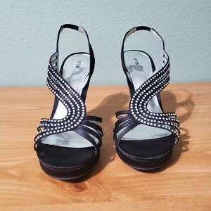 Apt. 9 dress shoes, size 8, black with rhinestones. Four inch heels.